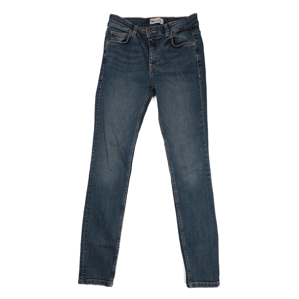 ZARA High Rise Skinny Tapered Fit Blue Denim Jeans Women's Size 4 / 26x27